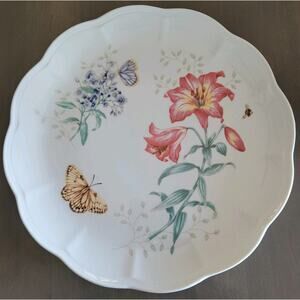 Lenox Butterfly Meadow Fritillary 11" China Dinner Plate Scalloped Edge